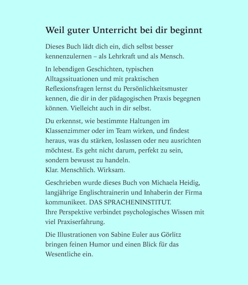 Buch für Lehrer:innen, Schulleitung & Führungskräfte 3 Rückseite „Mein Ego hat Ferien. Wie aus vermeintlichen Schwächen Stärken werden“ – Zusammenfassung