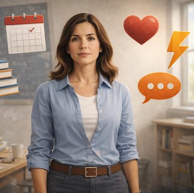 Lehrerin im Klassenzimmer - Auswirkung auf psychische Gesundheit Lehrer durch Mehrfachrolle