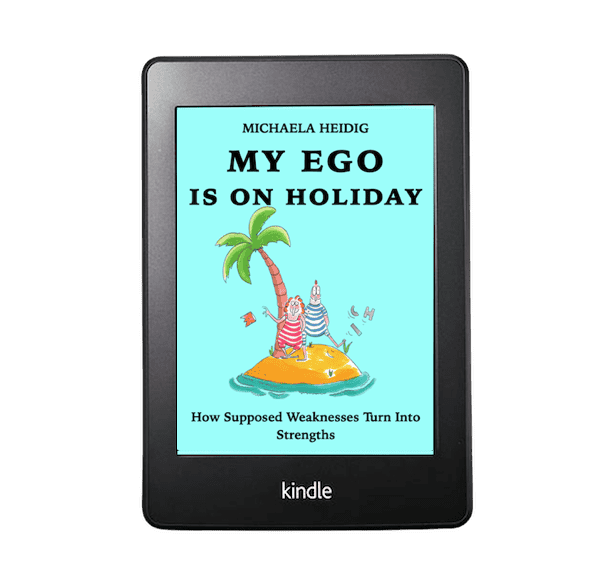 eBook cover of “My Ego Is on Holiday” – a self‑reflection book for teachers focusing on soft skills, communication and professional presence.