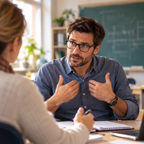 Kritik nicht persönlich nehmen als Lehrer:in – gelassener mit Kritik umgehen 4 Lehrer reagiert auf Kritik und möchte seinen Standpunkt erklären